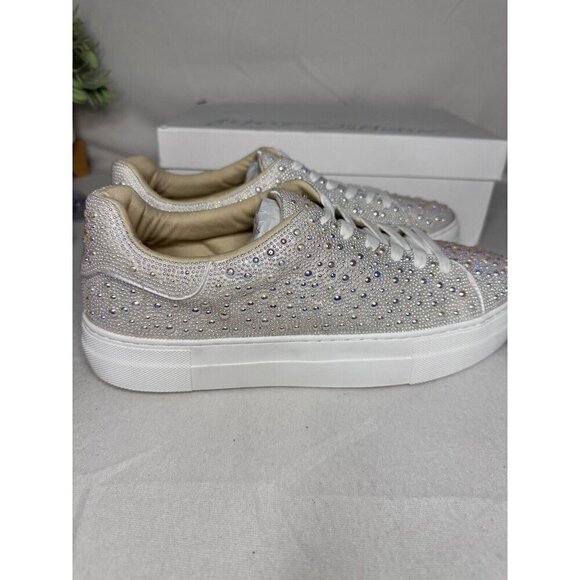 Betsy Johnson SIDNY all-over Pearl Platform Sneakers Ivory Size 11 Bridal - Picture 7 of 12